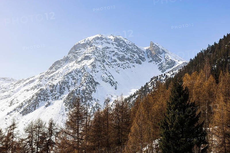 Snow-capped peak of Sex de Marinda, Grimentz, Val d'Anniviers, Valais Alps, Canton of Valais, Switzerland