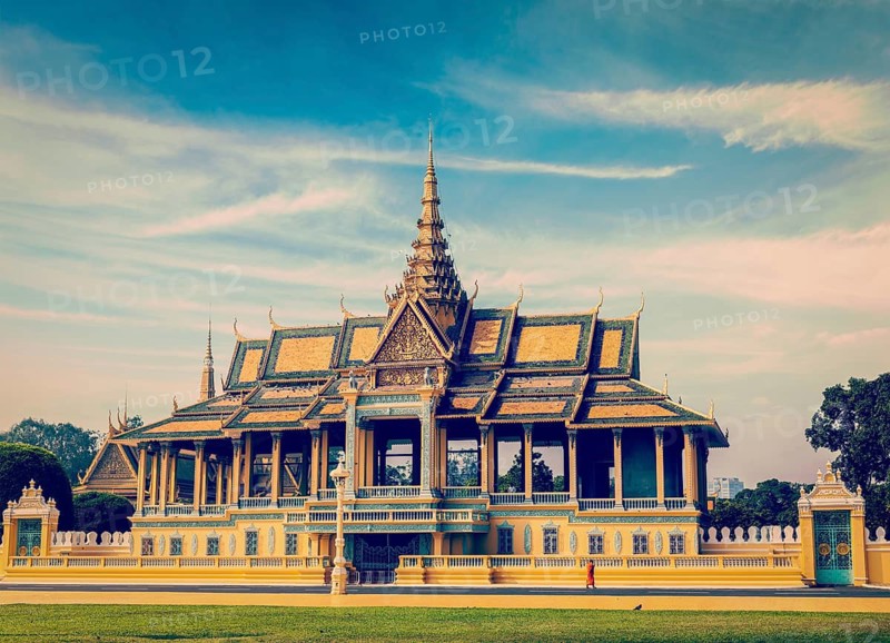 Vintage retro effect filtered hipster style image of Royal Palace complex, Phnom Penh, Cambodia