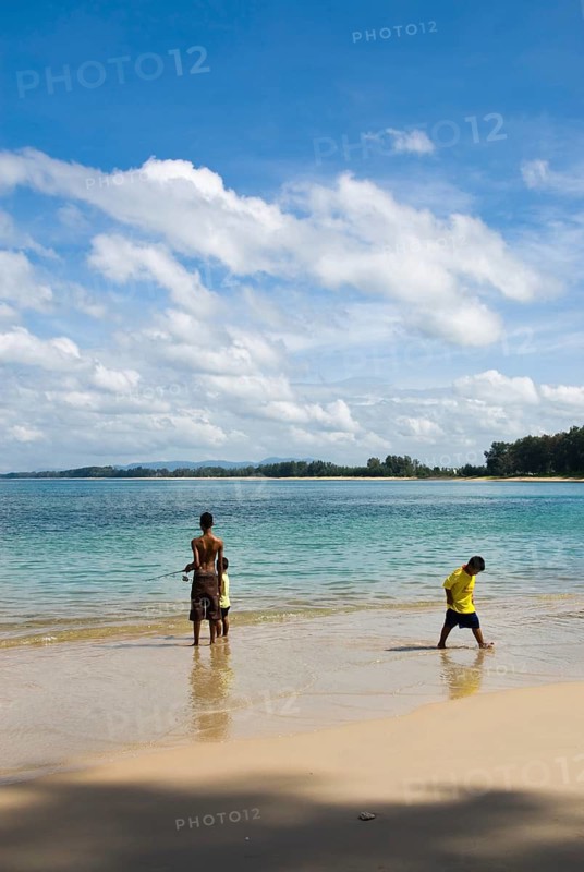 Mai Khao Beach in the north of the Thai holiday island Phuket, Thailand, Siam, Asia, Southeast Asia, beach, sandy beach, island, holiday paradise, blue sky