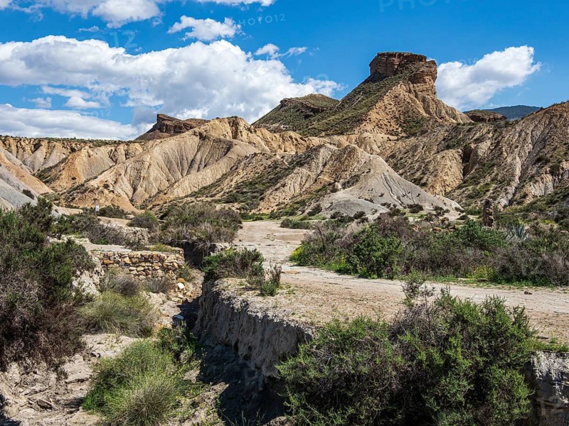 Rock formations in the Tabernas desert, Desierto de Tabernas, Andalusia, Spain