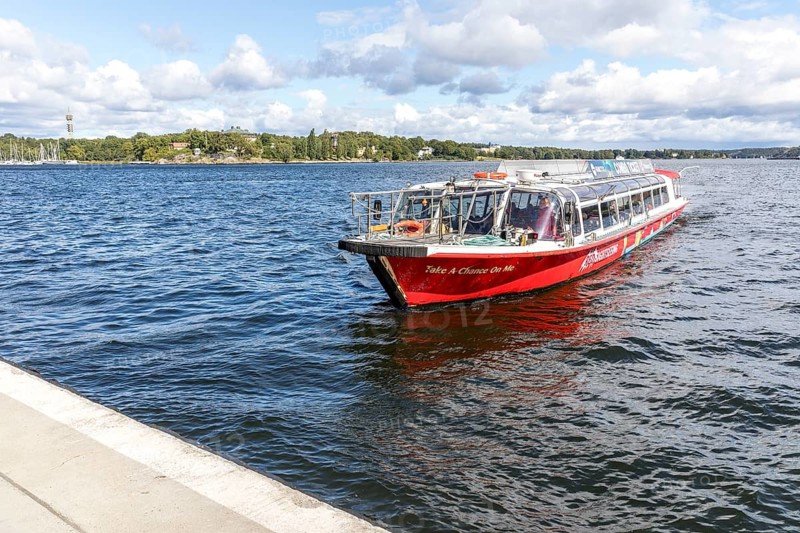 Boat on the Baltic Sea as a sightseeing tour between the islands in the city center, Stockholm, Sweden
