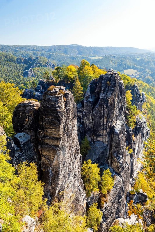 Germany, Saxony, Sandstone formation in Saxon Switzerland, Elbe Sandstone Mountains