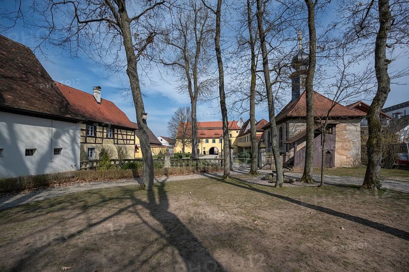 Adelsdorf Castle, the castle chapel was built in Renaissance style in 1765, Adelsdorf, Middle Franconia, Bavaria, Germany