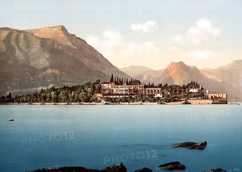 Isola di Garda, Lake Garda, Italy, Historical, digitally restored reproduction from a 19th century original, 1880, Record date not stated