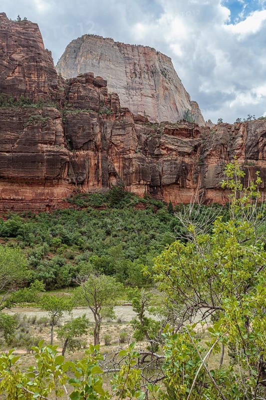 Rock formations in the rugged mountains of Zion National Park, Utah