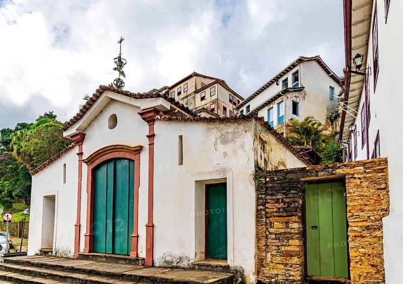 Old chapel in the historic streets of the city of Ouro Preto, Ouro Preto, Minas Gerais, Brazil
