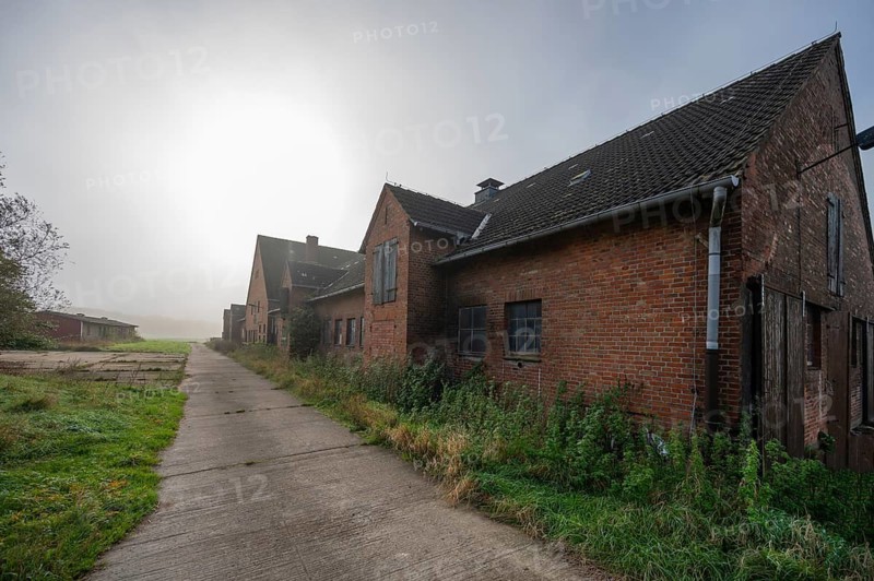 Empty cowshed of a former LPG of the former GDR, Mecklenburg-Vorpommern, Germany