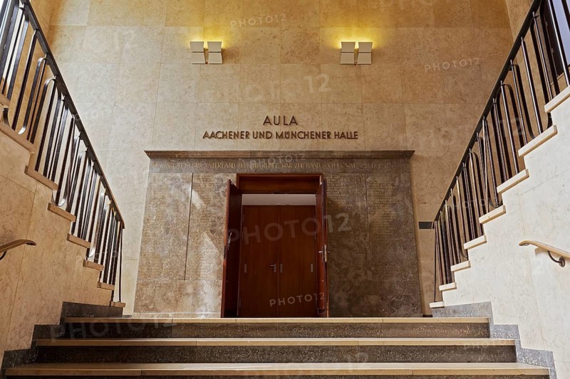 Staircase to the auditorium, historic main building of RWTH Aachen University, North Rhine-Westphalia, Germany