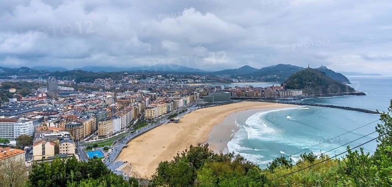 Panoramic view of the city of San Sebastian from Mount Ulia, Gipuzkoa. Basque Country