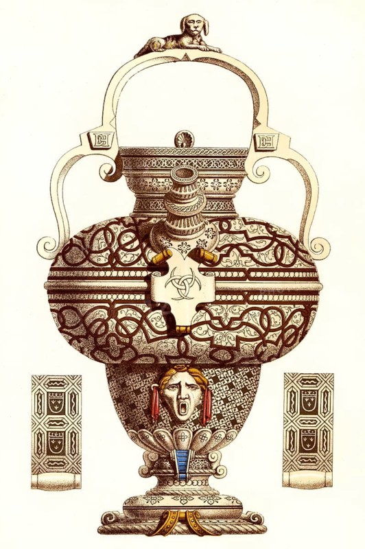 Faience bottle of Henry II, 16th century, Saint-Porchaire ware