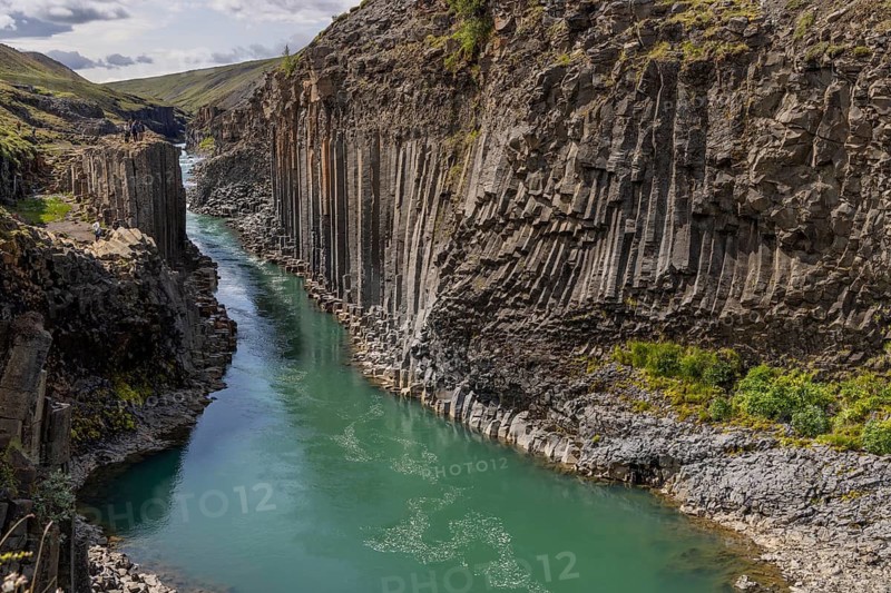 Studlagil Canyon, basalt columns. largest basalt column collection in Iceland, in the east of Iceland