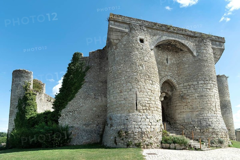 Billy. The entrance to a historic fortified castle, showcases medieval architecture from the 13th century, Allier, Auvergne-Rhone-Alpes, France