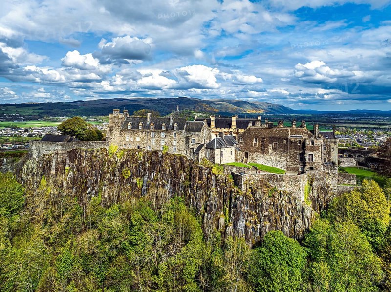 Stirling Castle from a drone, Stirling, Scotland, England, United Kingdom