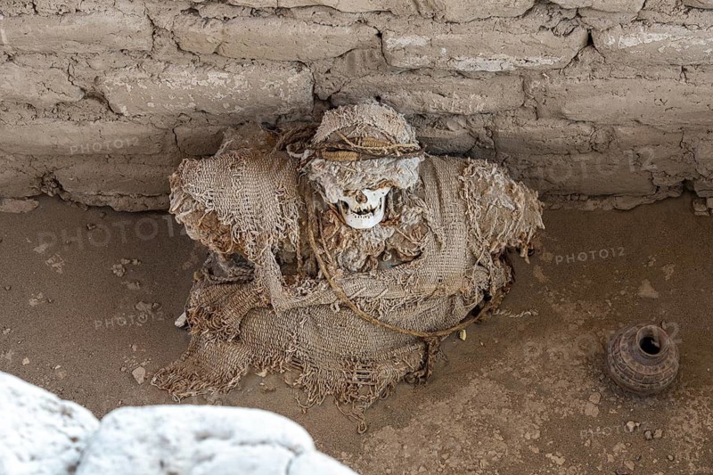 Mummy in the Cemetery of Chauchilla, Chauchilla Cemetery, Nazca, Peru
