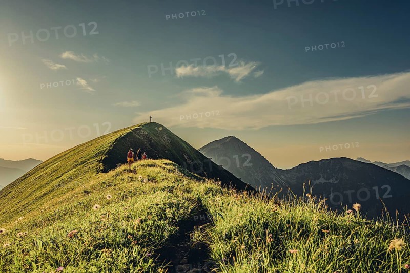 Hiking tour on the Hönig mountain in the Lechtal valley near Berwang in Tyrol, Austria