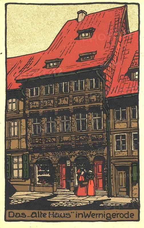 Historical postcard, picture postcard, The Old House in Wernigerode, Saxony-Anhalt, Germany, digitally enhanced reproduction of an original from around 1900, picture postcard