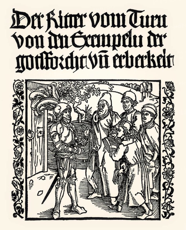 Frontispiece of the book Der Ritter vom Turn, The Book of the Knight of the Tower, printed by Michael Furter, 1493, Basel, digitally restored