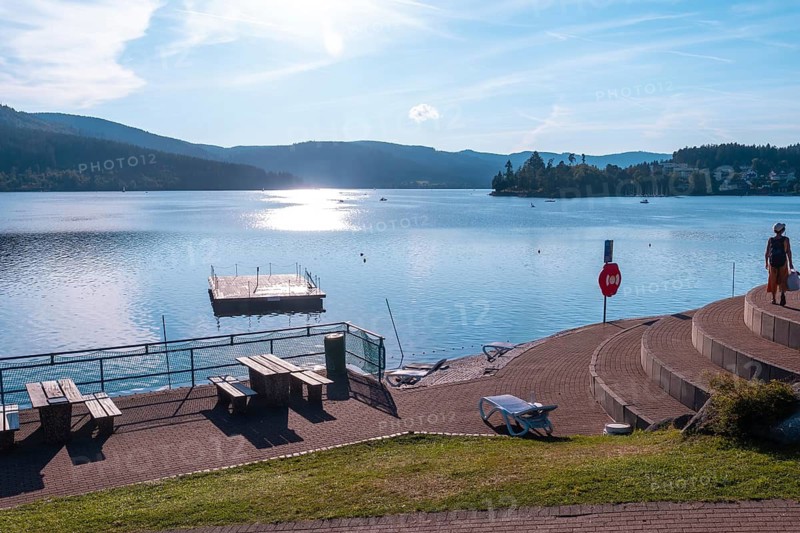 Summer recreation area at Lake Schluch in the Black Forest in Germany