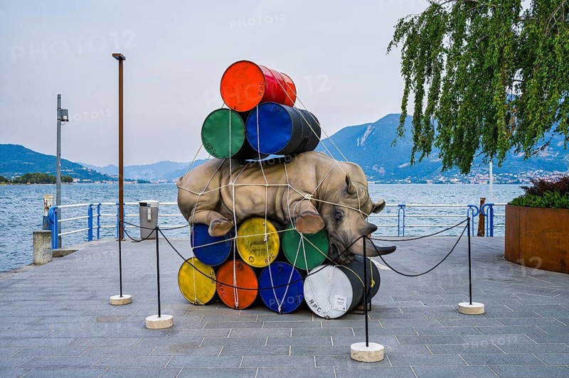 Sculpture on Lake Iseo, Iseo, Lombardy, Italy. Stefano Bombardieri