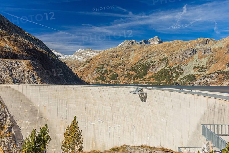 Skywalk at the Kölnbrein Dam. The Kölnbrein Dam is an arch dam that was constructed between 1971 and 1979. Measuring 200 metres high, it is the tallest dam in Austria. Seen from the Malta Hochalm road. Carithia, Austria