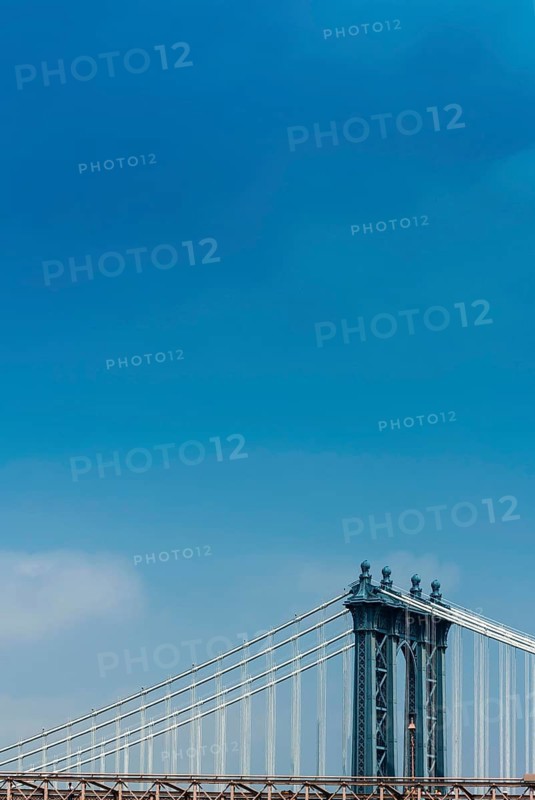 Manhattan Bridge, blue sky, landmark, bridge, construction, New York City, USA