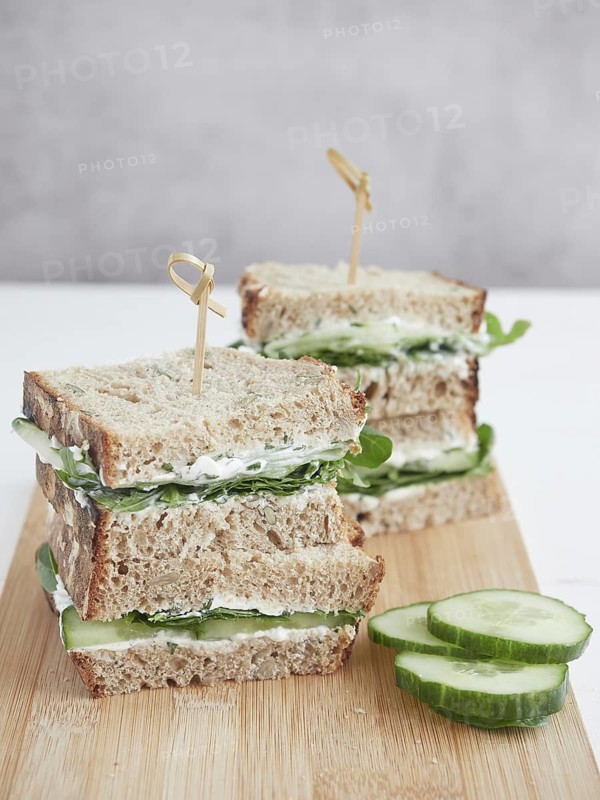 Veggie cucumber and green spinach sandwiches