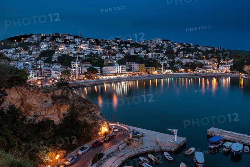 City Ulcinj in Montenegro at night.