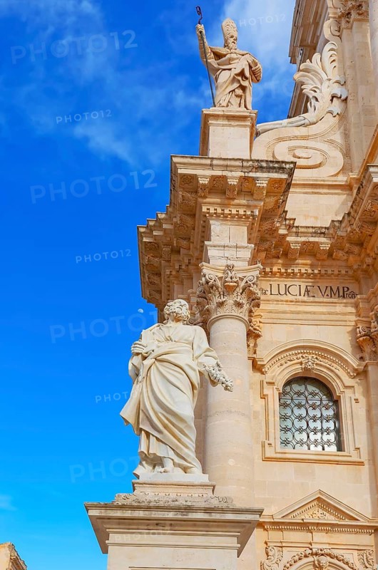 Syracuse Cathedral facade, Ortygia, Syracuse, Sicily, Italy