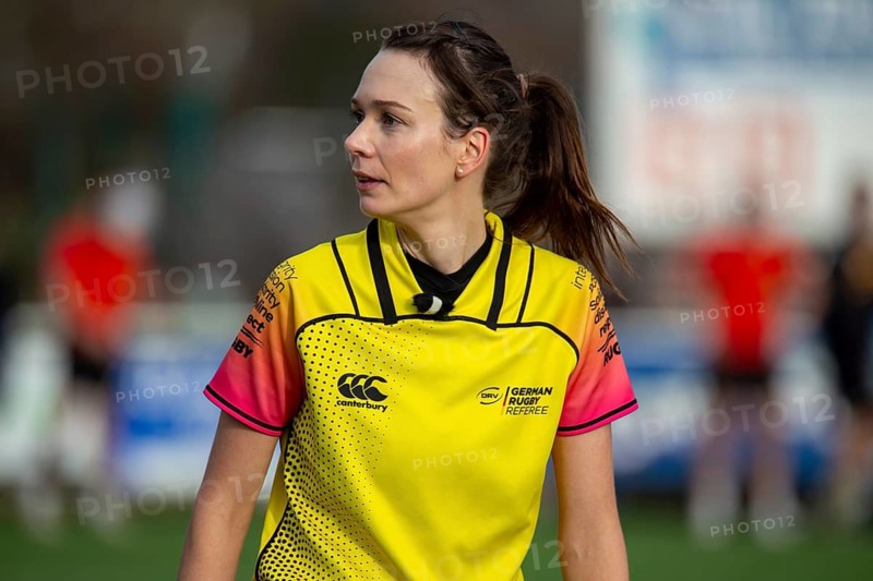 Rugby: Germany against MKS Pogon Awenta Siedlce, Poland in Heidelberg. Picture: Referee Maria Latos. She was nominated as a referee at the 2024 Olympic Games in Paris