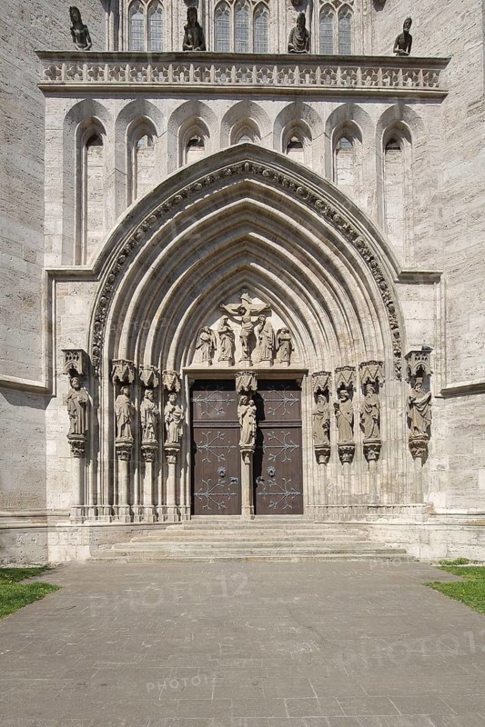 Portal with tympanum of the late Gothic Divi Blasii church, Mühlhausen, Thuringia, Germany