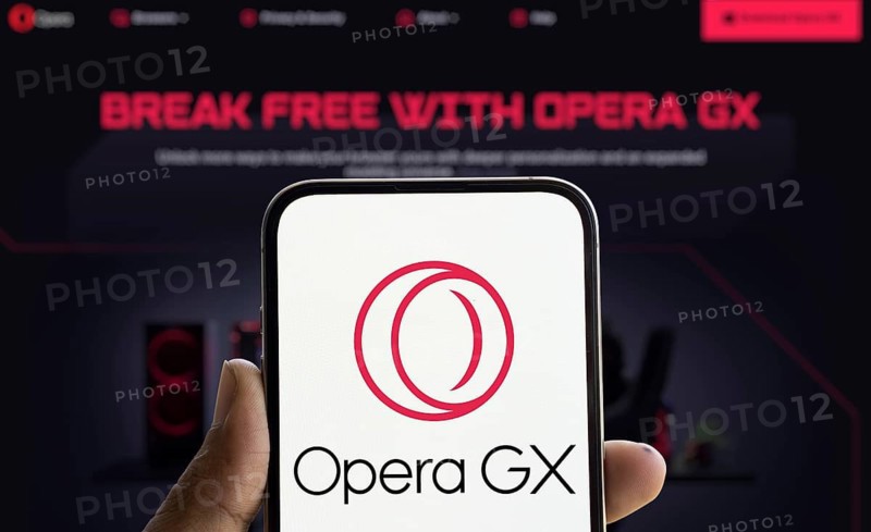 Opera gx logo is displayed on smartphone. Opera GX is a gaming-oriented alternative to Opera