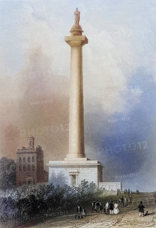 Washington's Monument Baltimore USA, George Washington, 1732-1799, First President of the United States, From a nineteenth century print, engraved by D Thompson after W H Bartlett, Historic, digitally restored reproduction from a nineteenth century original, Record date not stated