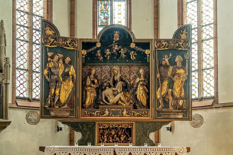 Altar of the Protestant town church in Bad Wimpfen, Kraichgau, Baden-Württemberg, Germany