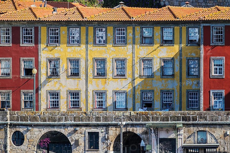 View of Portuguese traditional colorful houses in Porto city, Portugal