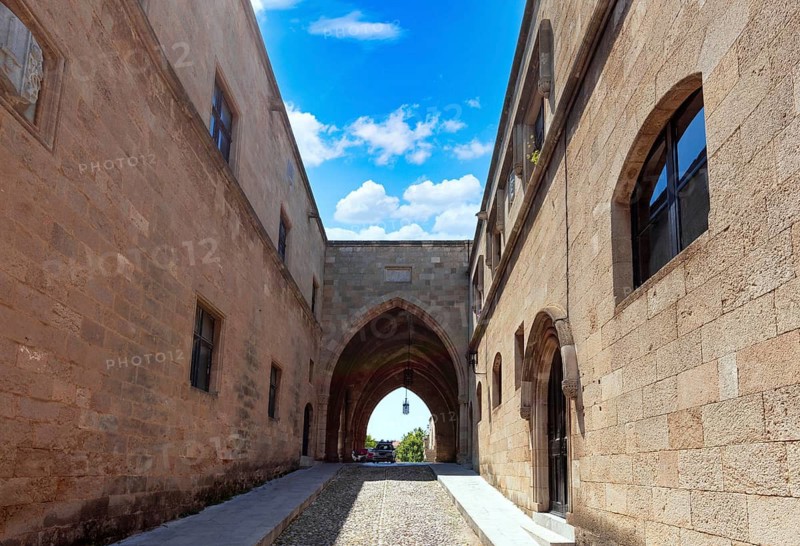 Greece travel destination, colorful streets of Rhodes island city Rhodes in historic city center