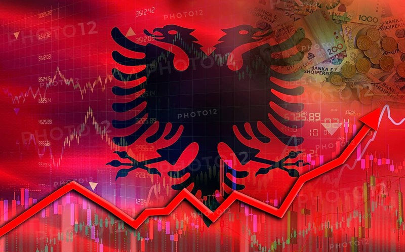 Albania economic growth on financial graph. Albania financial growth on market graph