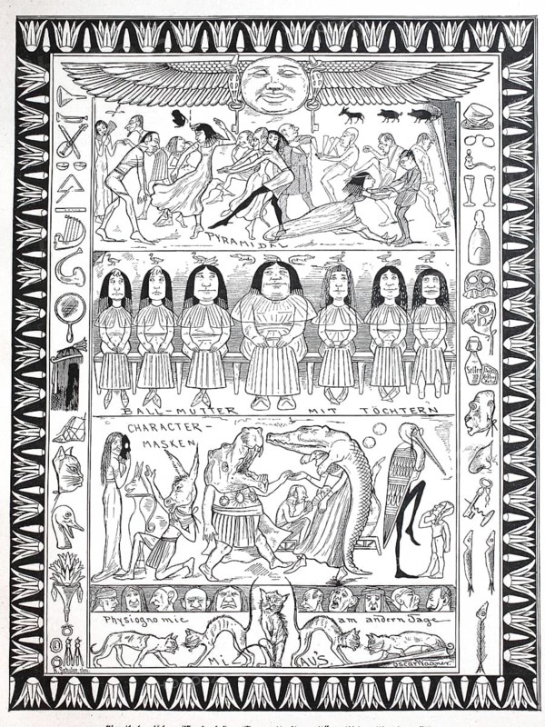 Theban Masked Festival, ancient Egyptian wall painting, Egypt, digital reproduction of an original from the 19th century, historical