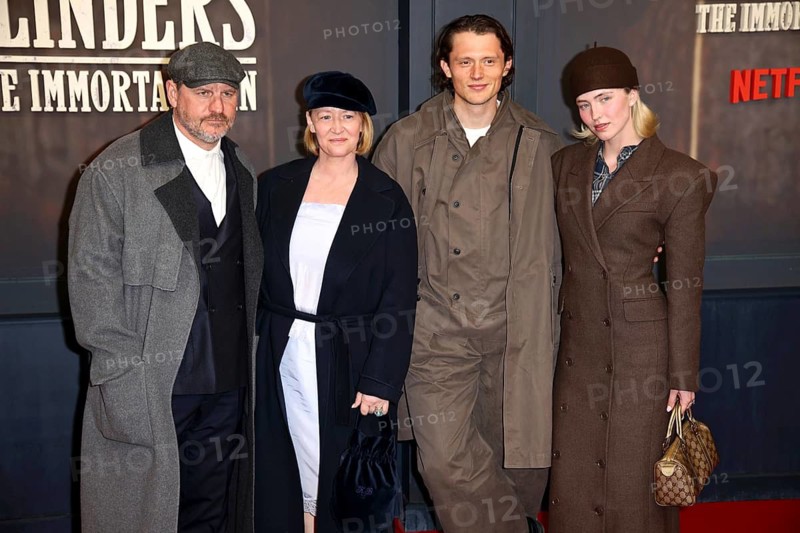 Steffen Baumgart with woman Katja Baumgart and Fabian Reese, Johanna Grünewald - Berlin premiere Peaky Blinders - The Immortal Man, Kino International, Berlin, 12.3.26