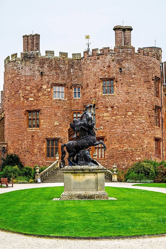 Autumn colors over Powis Castle and Garden, Welshpool, Powys, Wales, UK
