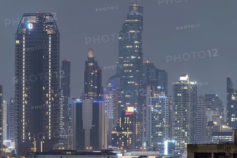 Panorama from Golden Mount, skyline of Bangkok, Thailand