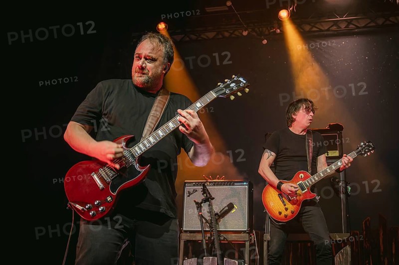 Johannes Madsen and Martin Mücke Krüssel, guitarists of Madsen live at Heute Nacht! 20th anniversary album debut tour in Berlin's Columbiahalle on 12/04/2025