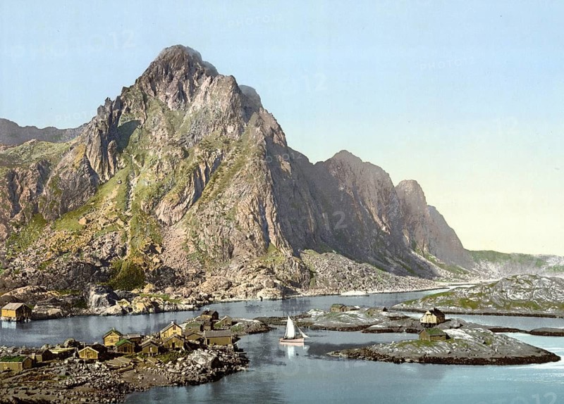Svolvaer, Lofoten, Nordland region, Norway, View from 1885, Historical, digitally restored reproduction from a 19th century original, Record date not stated