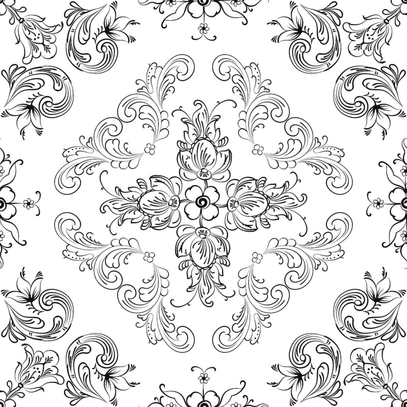 Hand drawn seamless floral pattern on a white background, vector textile template
