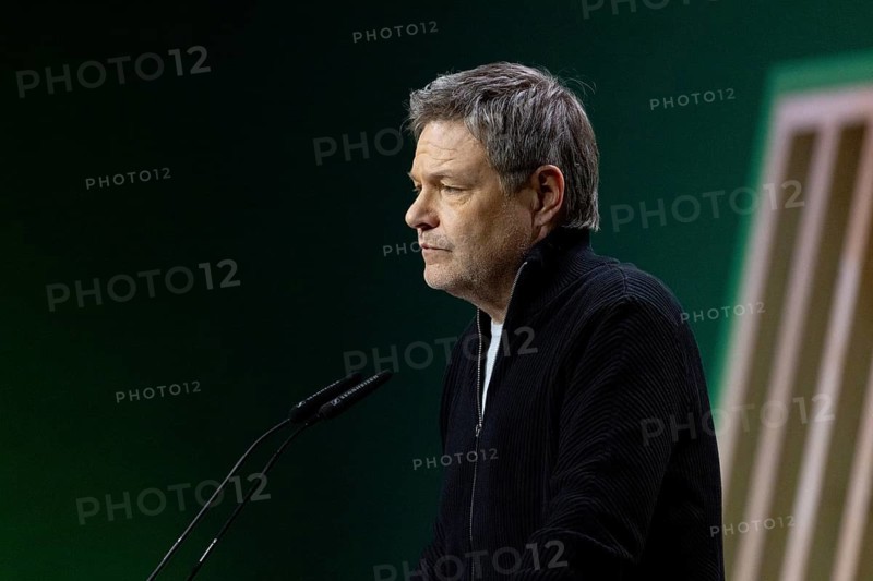 Berlin, Germany - 26 January 2025: Robert Habeck, Alliance 90/The Greens' candidate for Chancellor and Federal Minister for Economic Affairs and Climate Protection, speaks at his party's extraordinary federal delegates' conference in Berlin