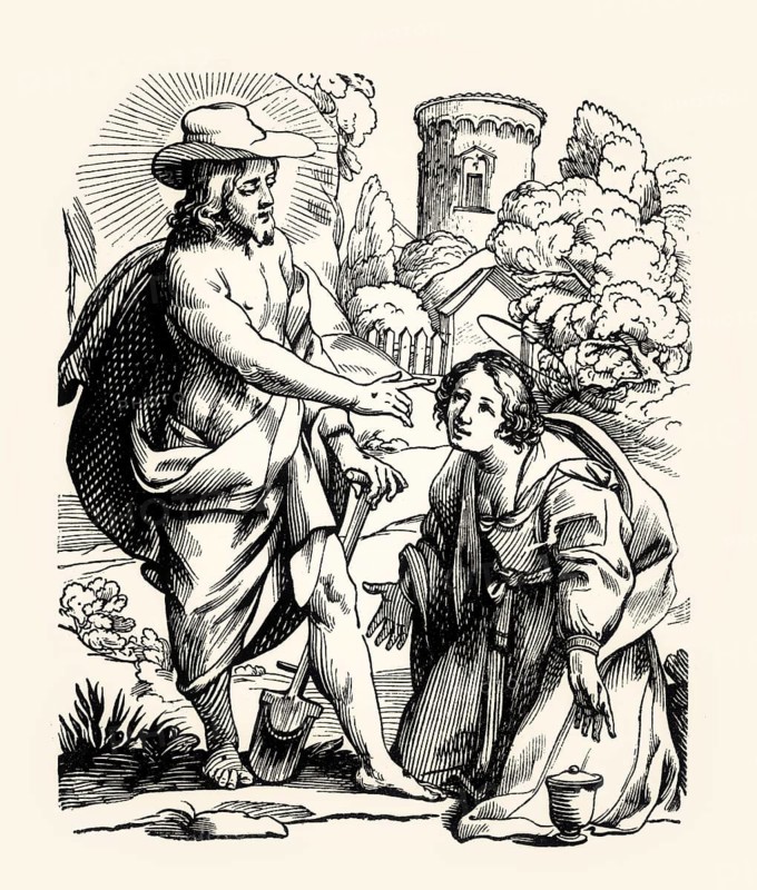 Christ appears to Mary Magdalene as a gardener, Jacques Stella, 17th century, digitally restored