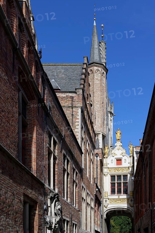Narrow street of the Blind Donkey, Bruges, Flanders, Belgium