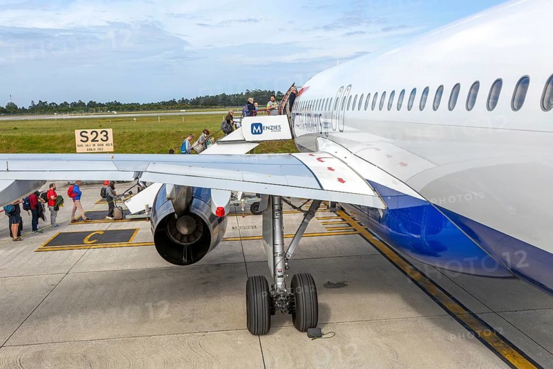 Passengers boarding British Airways Airbus A320 plane, Aeroporto Francisco Sa Carneiro, Porto airport, Portugal