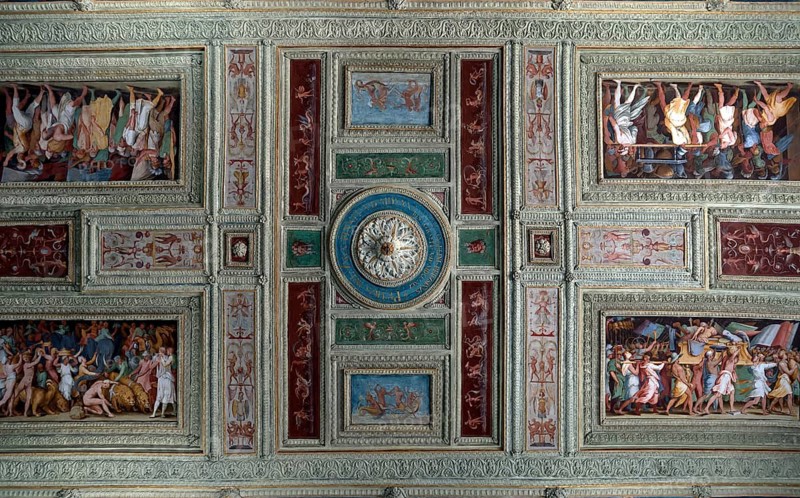 Ceiling fresco in the Villa del Principe, Palazzo di Andrea Doria, Piazza dei Principe, Genoa. Italy