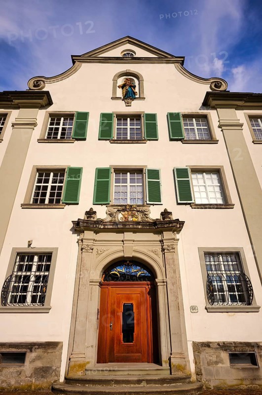 Entrance portal, Mehrerau Abbey, Wettingen Cistercian Abbey, Bregenz, Vorarlberg, Lake Constance, Austria