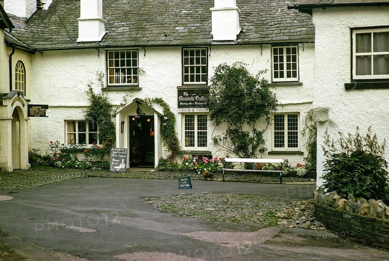 The Minstrels' Gallery cafe, Hawkshead, Cumbria, England, UK September 1973